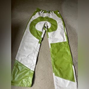 emmiol green and white leather pants